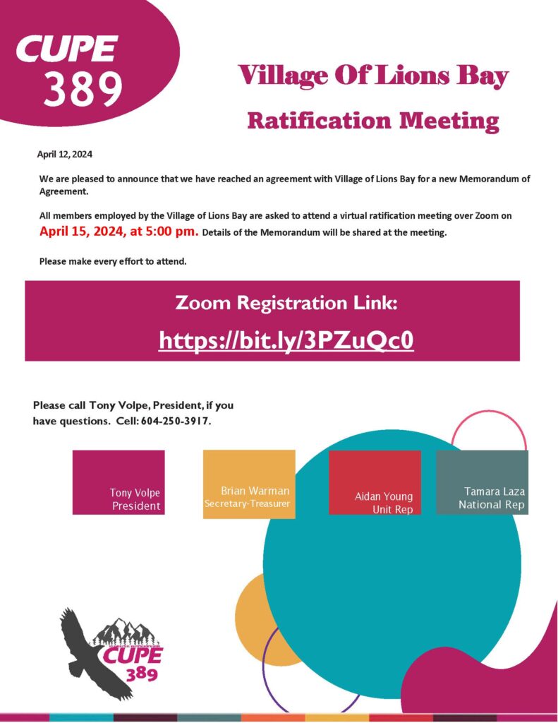 VLB – Ratification Meeting – April 15, 2024 @ 5:00 PM – ZOOM